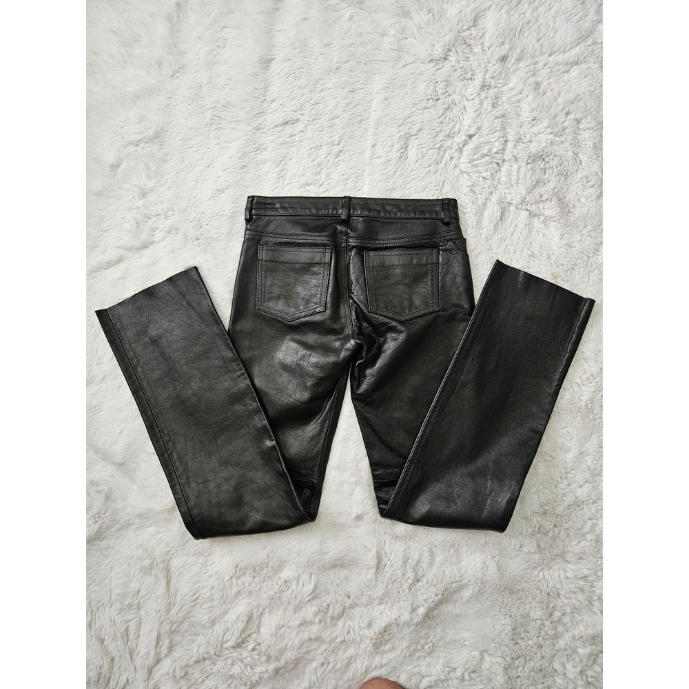 Vintage‎ Earl Jean Black Leather Pants Women's 27 Straight Leg Mid Rise Y2K